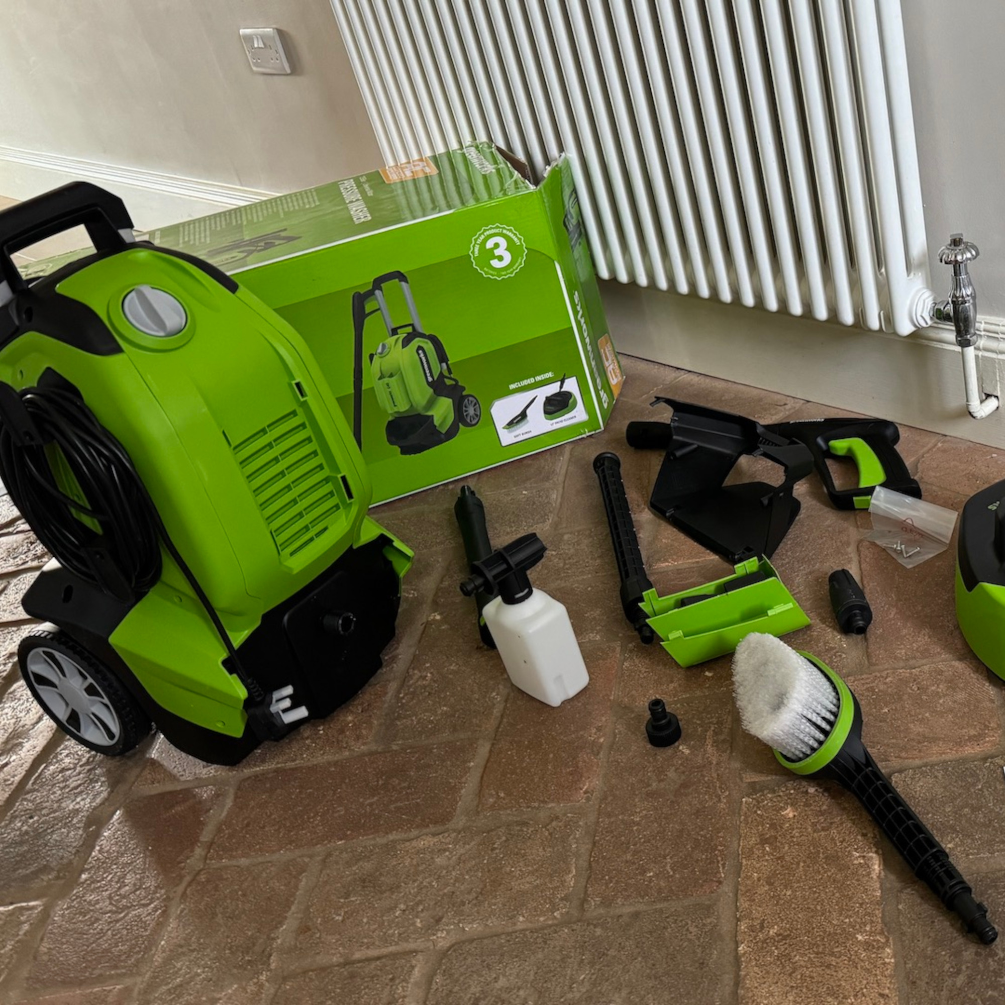 greenworks g40 pressure washer unboxed