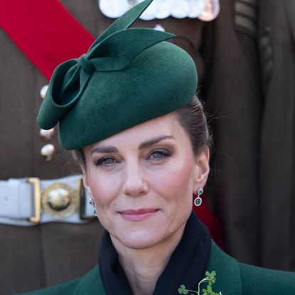 Princess Kate wearing a green hat and coat on st patrick's day