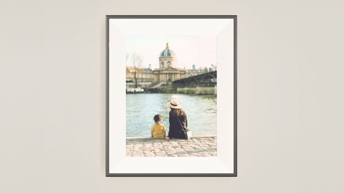 Aura E Ink digital frame on a wall