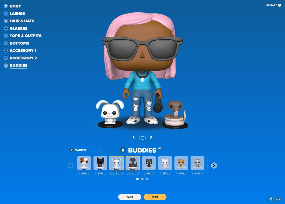 Screenshot of the Funko POP! Yourself creation process.