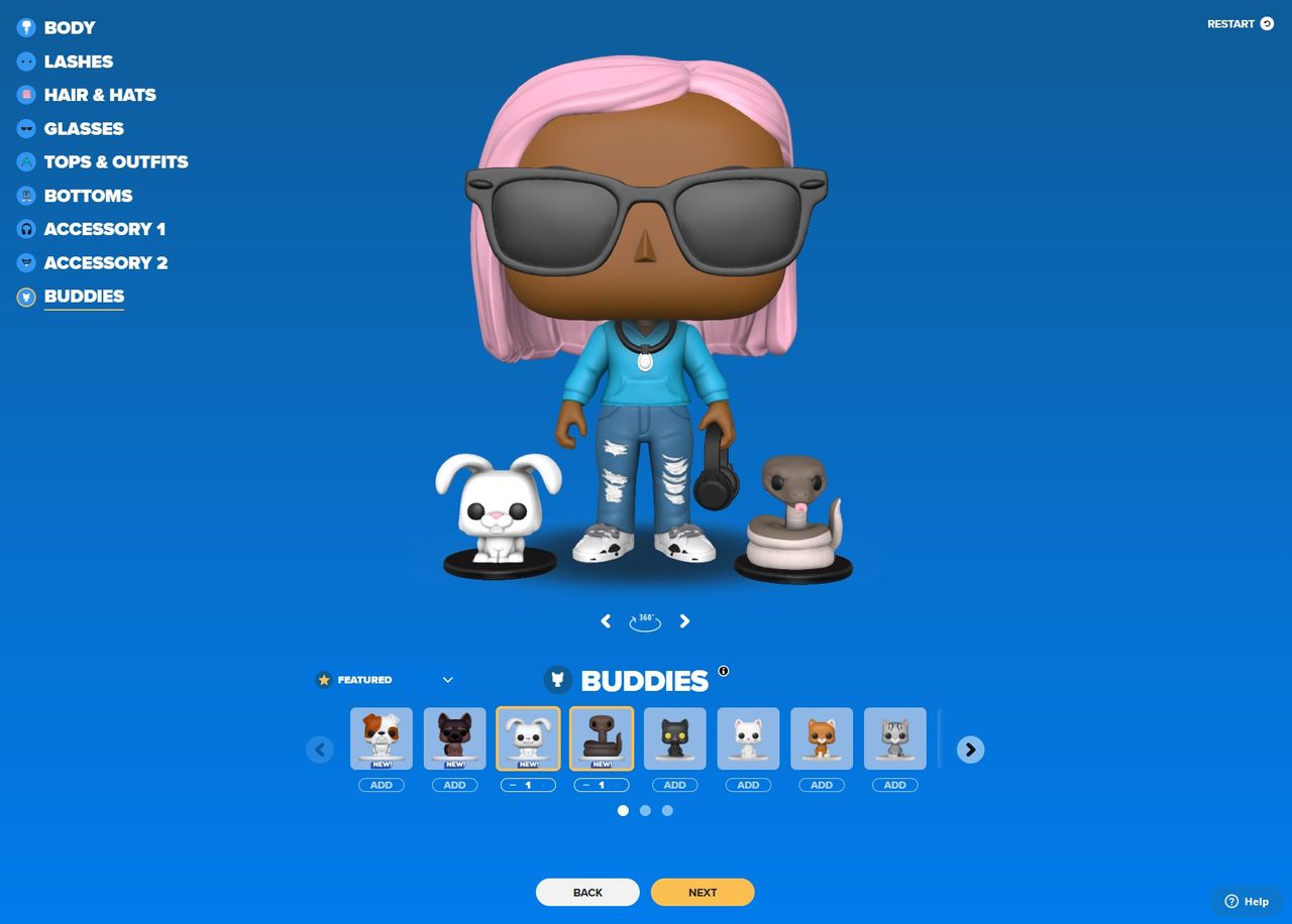 Screenshot of the Funko POP! Yourself creation process.