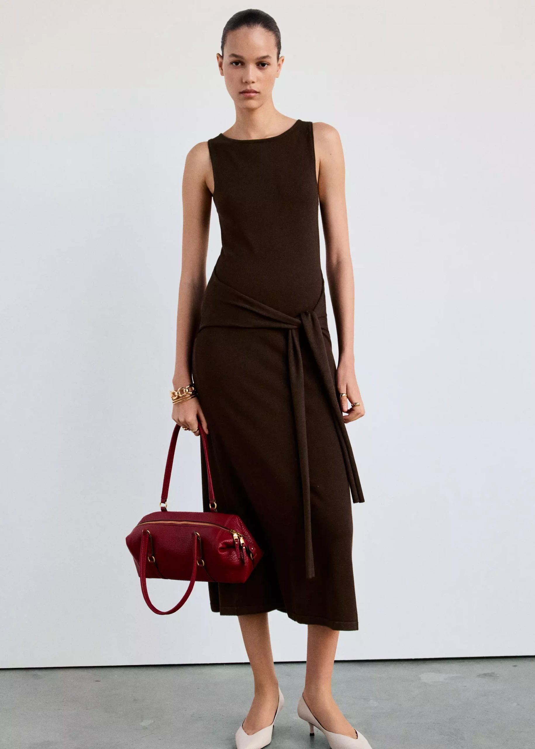 Tie-Detail Knitted Dress - Women | Mango Usa