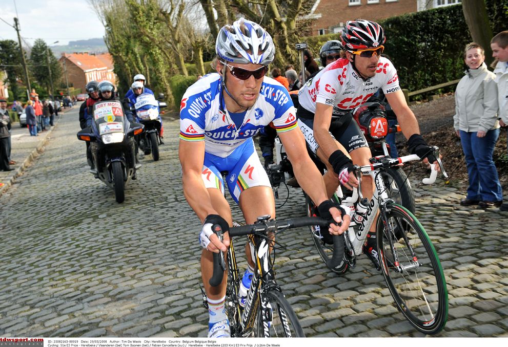 Tom Boonen and Fabian Cancellara during the 2008 E3 Harelbeke