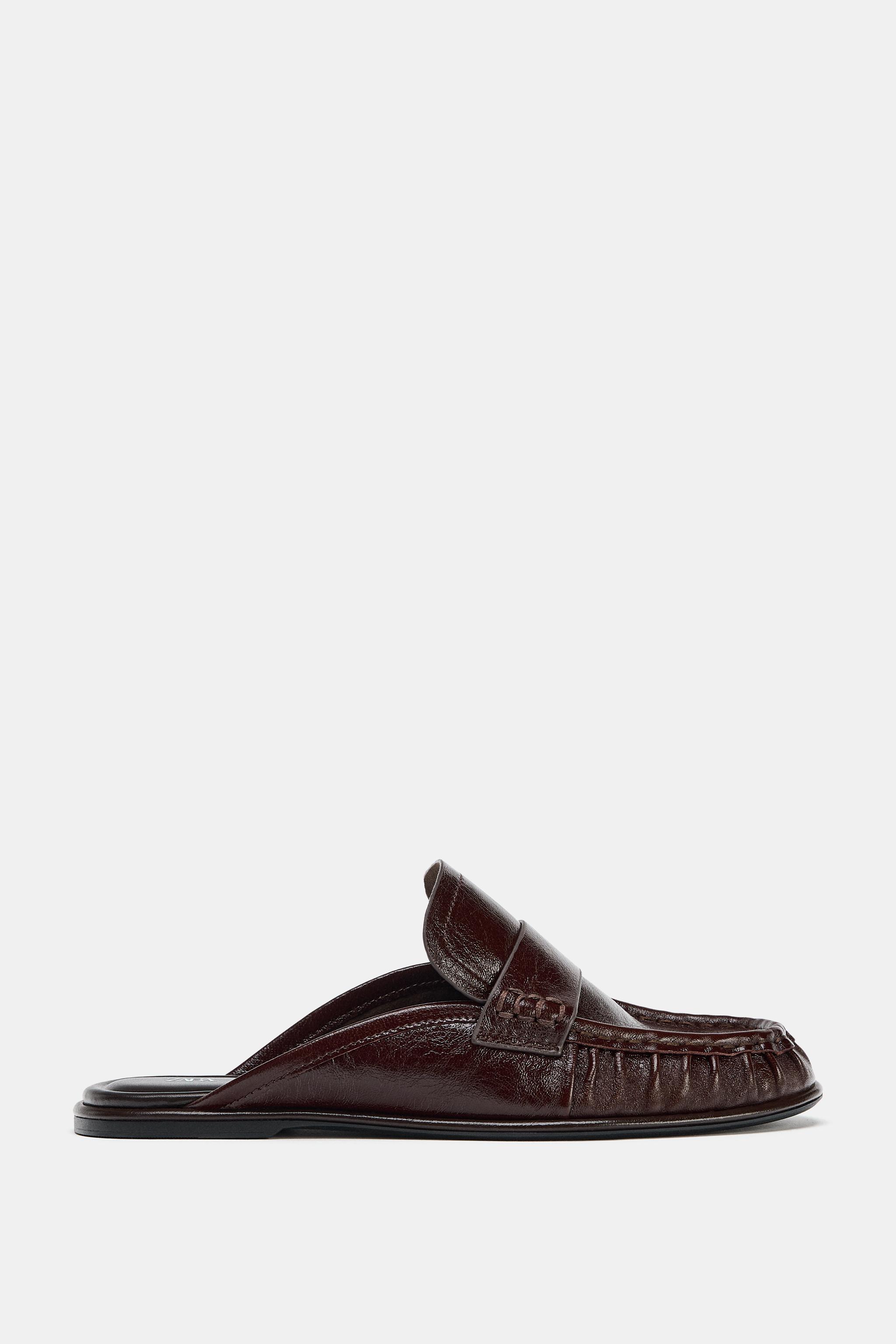 Leather Mule Loafers - Burgundy Red - 2