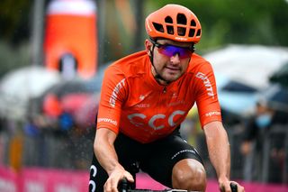 CESENATICO ITALY OCTOBER 15 Arrival Joey Rosskopf of The United States and CCC Team during the 103rd Giro dItalia 2020 Stage Twelve a 204km stage from Cesenatico to Cesenatico girodiitalia Giro on October 15 2020 in Cesenatico Italy Photo by Stuart FranklinGetty Images