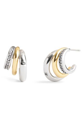 Tubular Pavé Triple Huggie Earrings