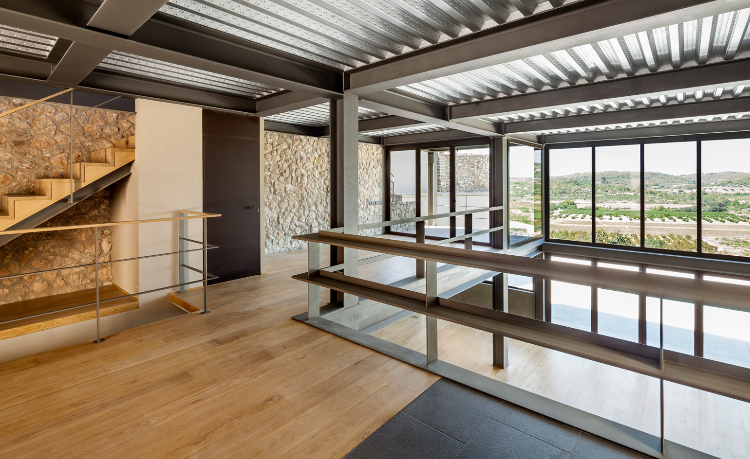 The corrugated galvanised steel ceilings also contribute to the industrial aesthetic.