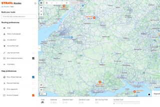 Screenshot of Strava's global heatmap view on the route planner