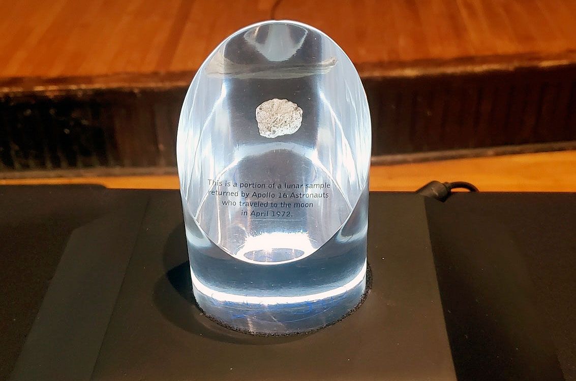 The moon rock-embedded Ambassador of Exploration Award that was presented to Mercury astronaut Virgil &quot;Gus&quot; Grissom has been moved to The Space Museum in Missouri.