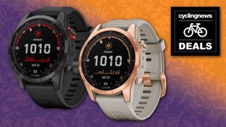 Two Garmin Fenix S watches on a colourful background 