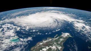 This photograph was shot by an astronaut at the International Space Station on Aug. 29, 2019 at 1:12 p.m. EDT (1712 GMT), when the Category 1 hurricane had maximum sustained winds of 85 miles (135 km) per hour.
