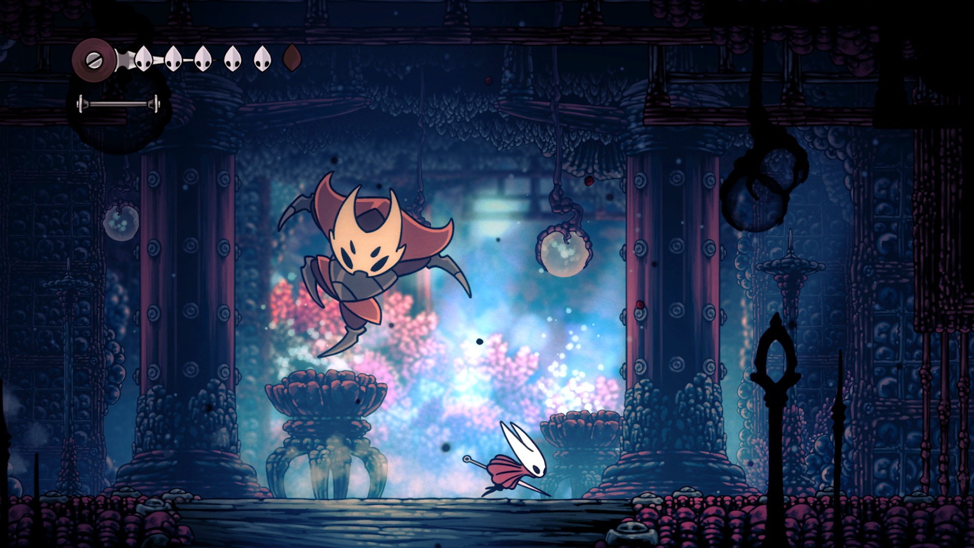 A boss fight in Hollow Knight Silksong