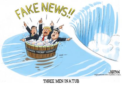 Political cartoon U.S. Trump Sean Hannity Michael Cohen fake news Russia investigation
