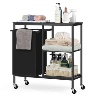 Freestanding laundry cart with wheels