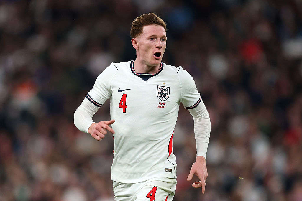 Elliot Anderson of England looks on during the international friendly match between England and Japan at Wembley Stadium on March 31, 2026 in London, England.