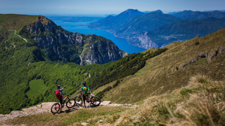 Cyclists in the hills in Trentino