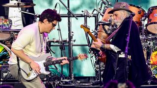 John Mayer, Bob Weir perform onstage at the 2025 MusiCares Persons of the Year Benefit Gala for Grateful Dead held at the Los Angeles Convention Center on January 31, 2025 in Los Angeles, California