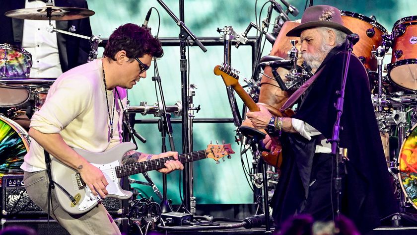 John Mayer, Bob Weir perform onstage at the 2025 MusiCares Persons of the Year Benefit Gala for Grateful Dead held at the Los Angeles Convention Center on January 31, 2025 in Los Angeles, California