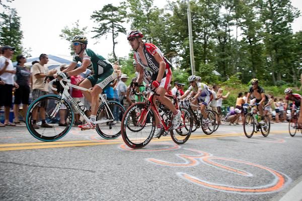 Scott Zwizanski (Kelly Benefits) and Tom Zirbel (Bissell) - two thirds of yesterday's time trial podium lead on the climb.