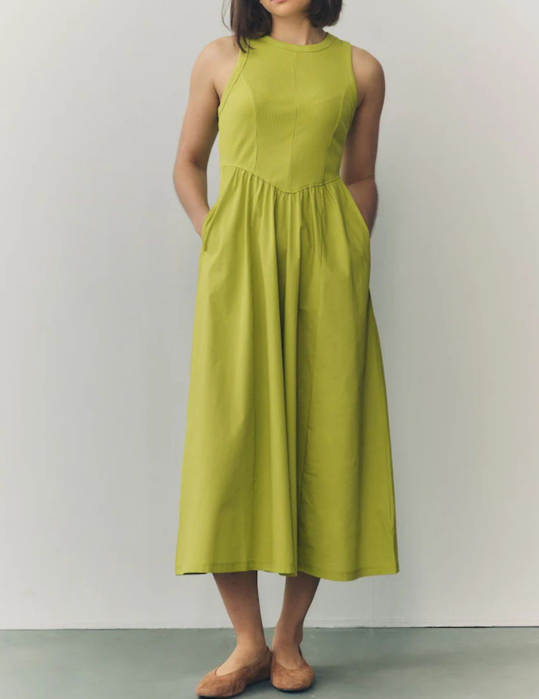 Next , Sleeveless Racer Ribbed Midi Dress