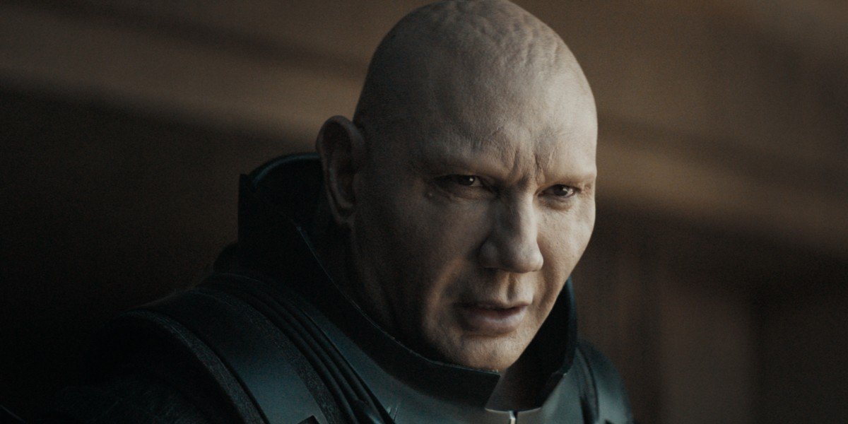 Dave Bautista as Glossu Rabban plotting against his enemies in Dune