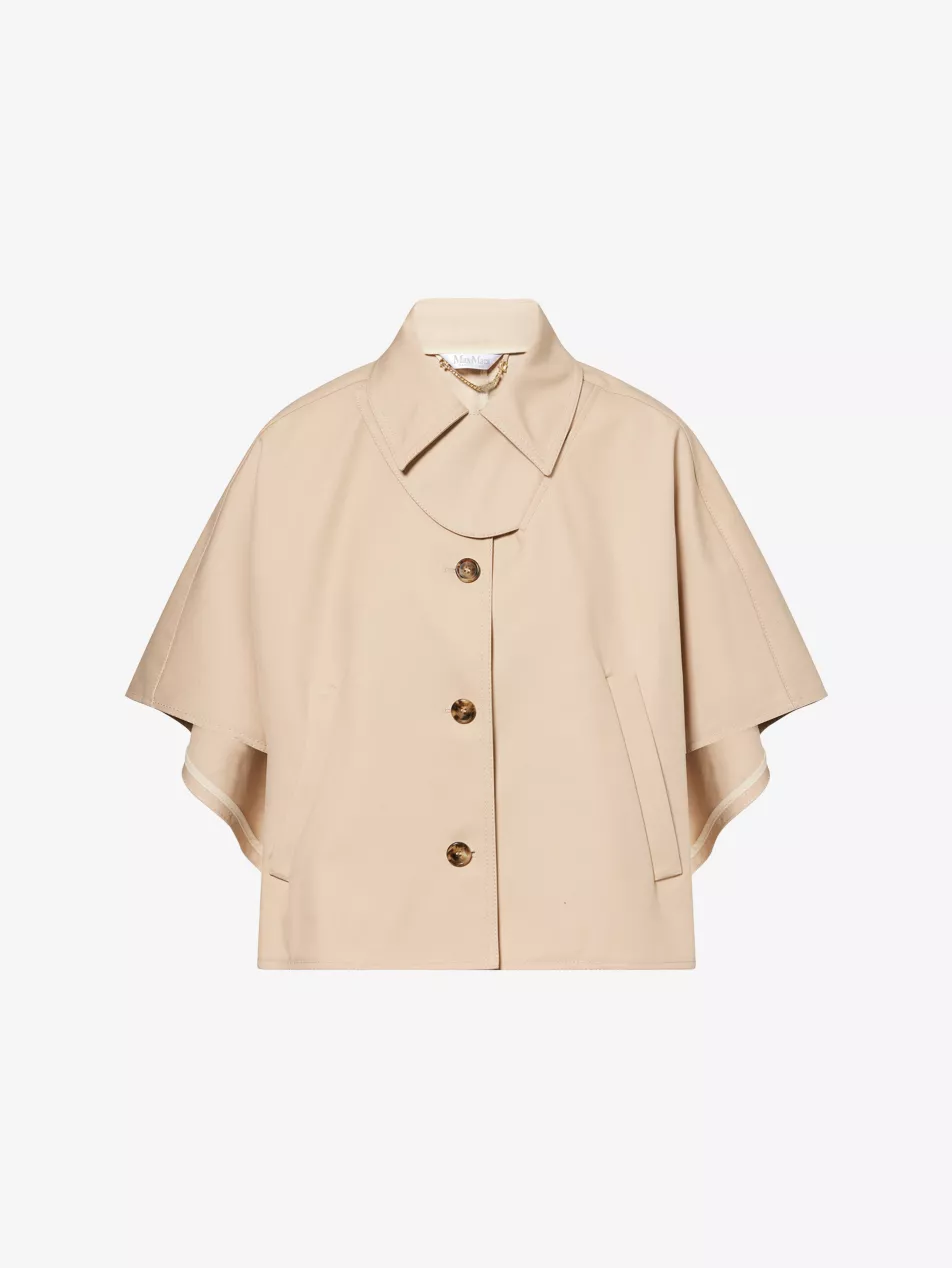 Collared Gabardine Cotton Cape - S/m