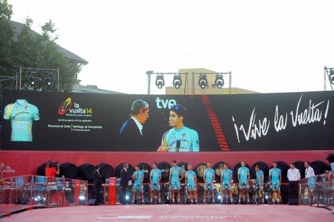 Astana on stage at the team presentation