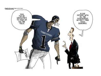 Editorial cartoon NFL Narcotics Concussions