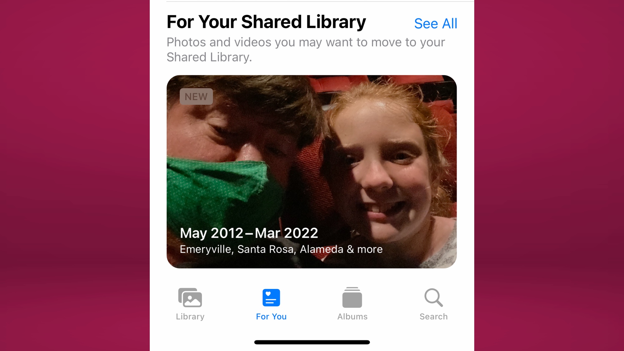 Vorschläge für die iCloud Shared Photo Library