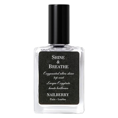 Nailberry Shine &amp;amp; Breathe Oxygenated Top Coat | High Gloss Nail Polish Top Coat | Boosts the Vibrancy, Shine &amp;amp; Staying Power of Nail Polish | Vegan | Certified Halal and Cruelty Free | 12-Free | 15 Ml