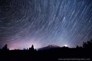 Star Trails over Mount Shasta