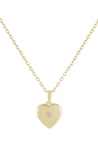 Adina's Jewels Cubic Zirconia Heart Locket Pendant Necklace
