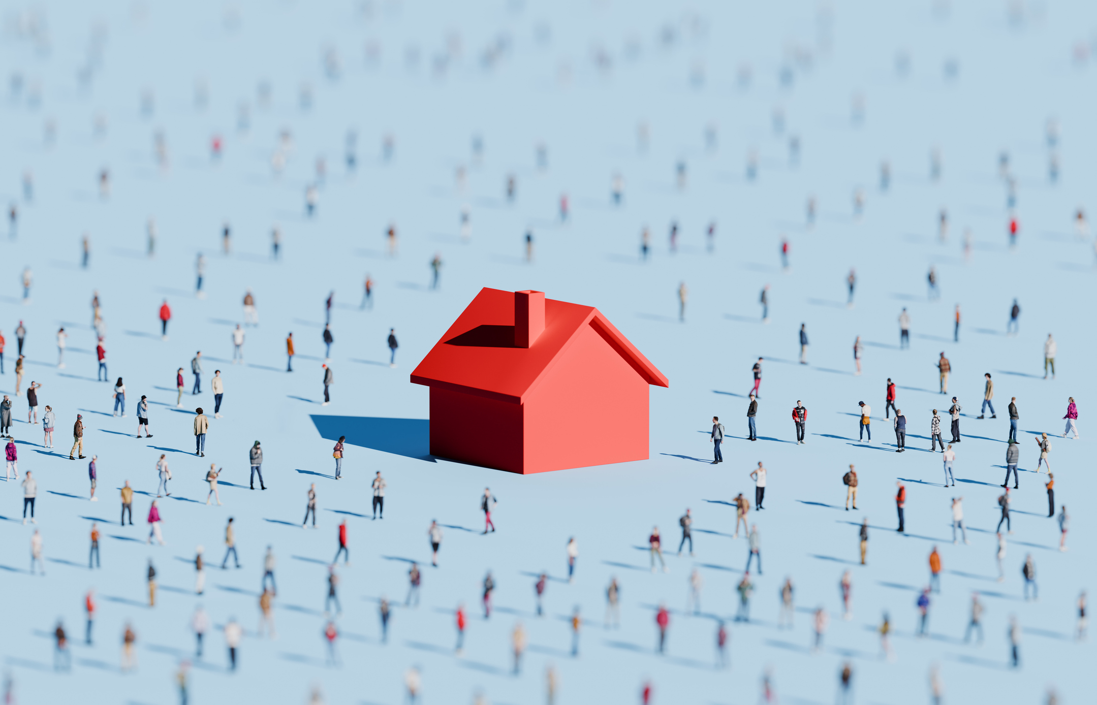 red house in crowd