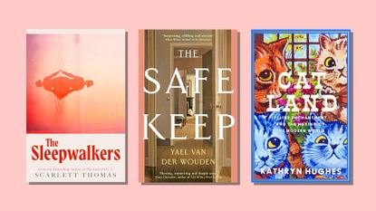 Composite of book covers for The Sleepwalkers, The Safekeep and Cat Land