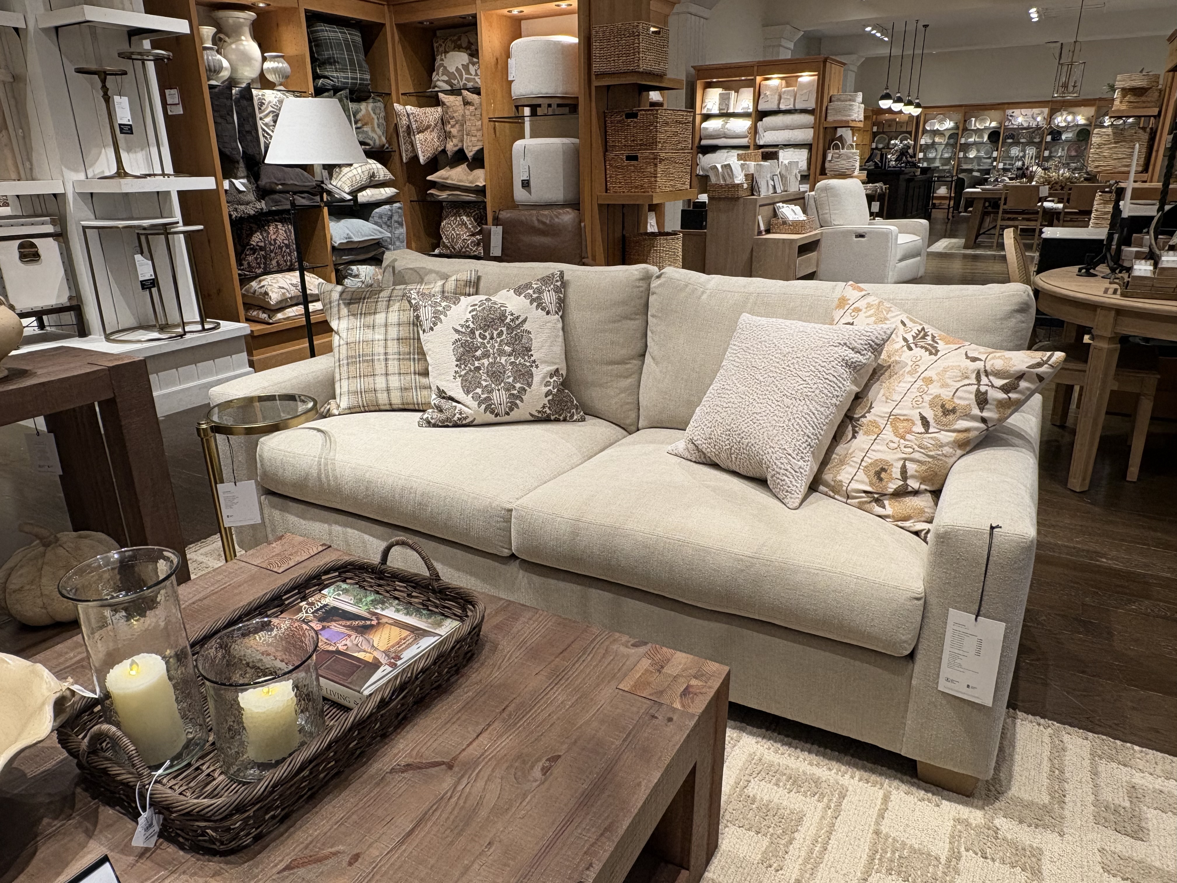white/cream pottery barn sofa