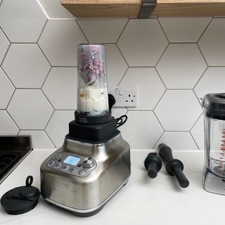 Sage Super Q blender on white marble kitchen counter