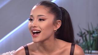 The Voice Ariana Grande looks surprised on The Kelly Clarkson Show