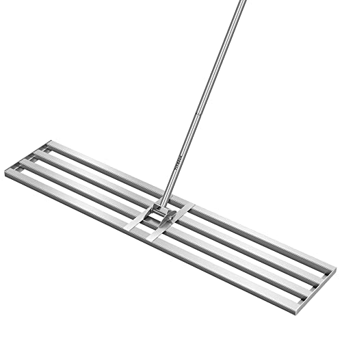 Vivosun 48" Lawn Leveling Rake, 48" X 10" X 78" Heavy-Duty Stainless Steel Lawn Leveler With 7ft Adjuatble Long Handle for High Effect, Metal Levelawn for Smooth Soil, Rustproof Rakes for Garden Yard