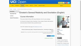 Einstein’s General Relativity and Gravitation. UC Irvine
