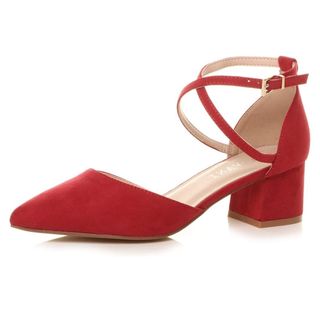 Ajvani Red Block Heels