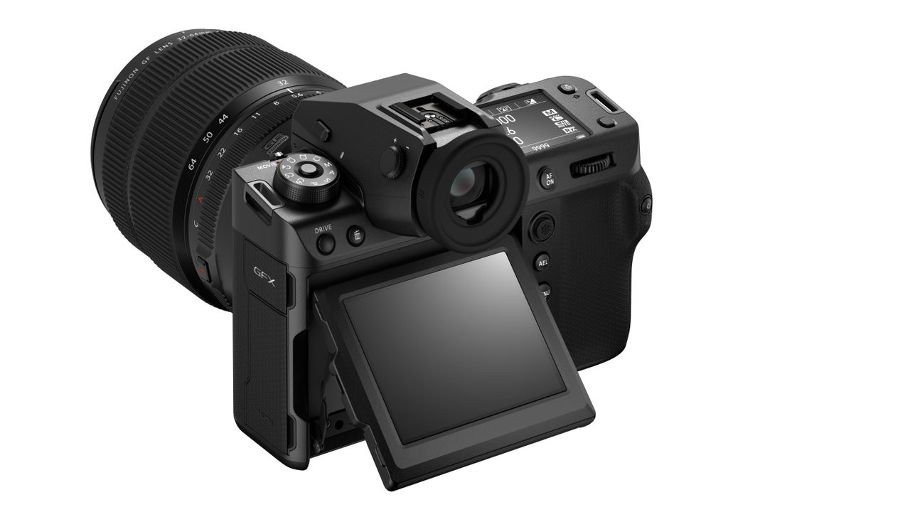 The Fujifilm GFX 100 II on a white background