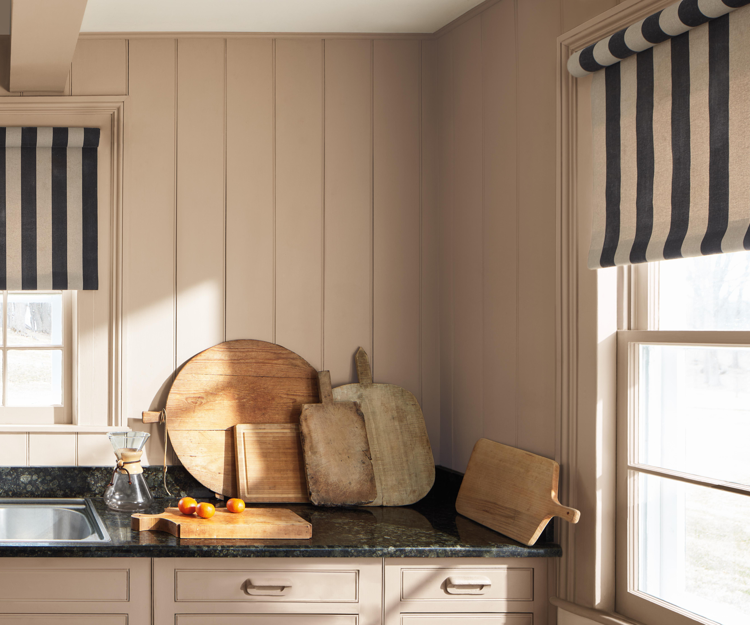 kitchen colour drenched in pale pink