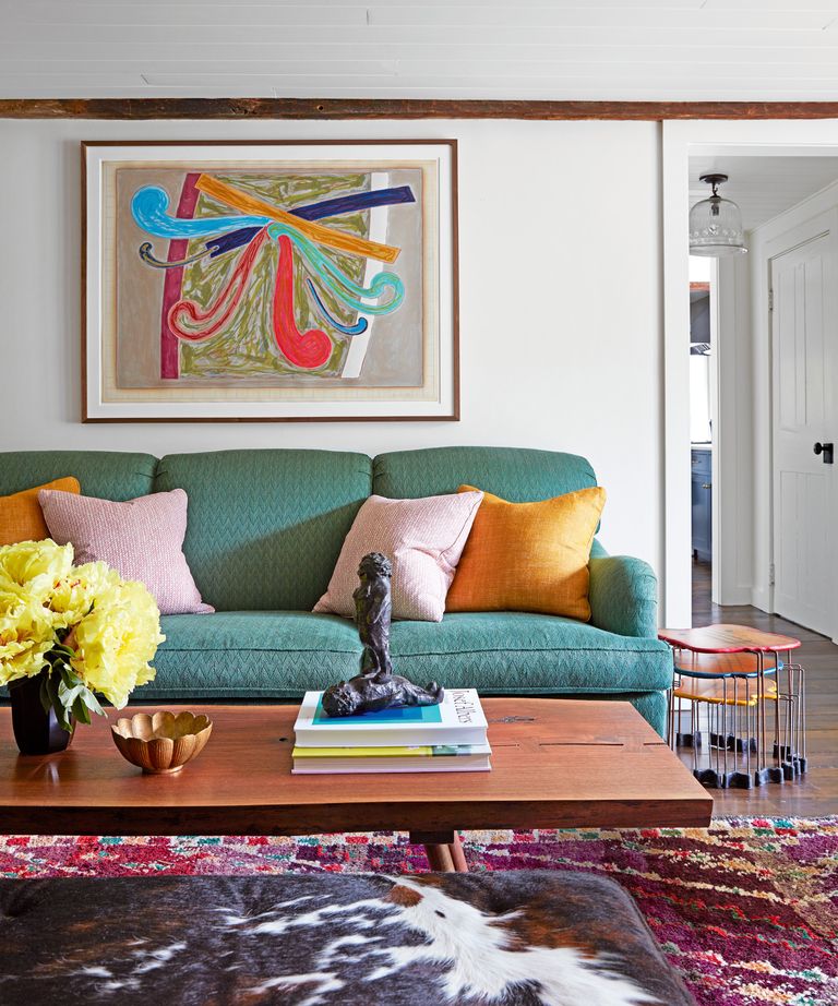 The farmhouse is a masterclass in adding touches of vibrant color to a ...