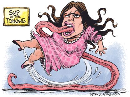 Political Cartoon U.S. Sarah Sanders slip of the tongue