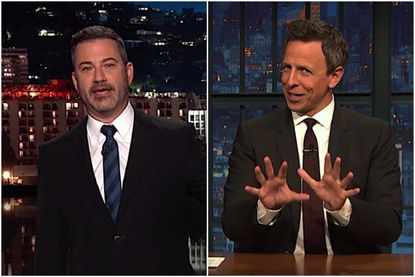 Seth Meyers and Jimmy Kimmel on the whistleblower