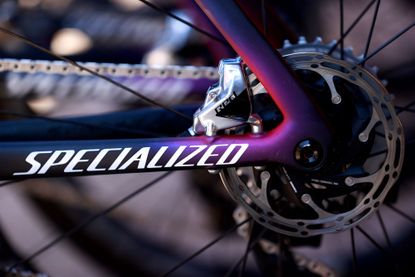 Specialized logo on a bike frame