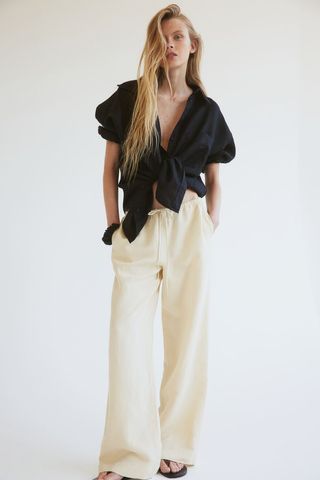 Linen-Blend Trousers