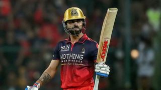 Royal Challengers Bengaluru's Virat Kohli celebrates after scoring a half-century during the 2026 Indian Premier League (IPL).