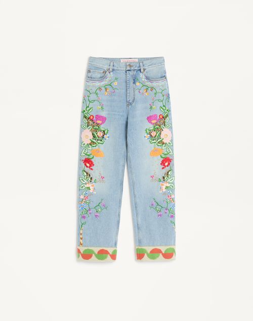Embroidered Denim Pants