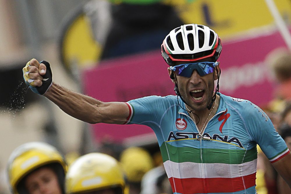 Vincenzo Nibali (Astana) wins stage 19 of the 2015 Tour de France.
